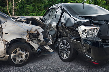 Two cars after a crash